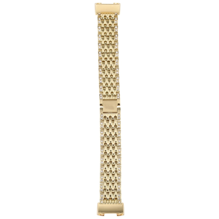 For Fitbit Charge 3 Diamond-studded Stainless Steel  Watch Band(Gold) - Watch Bands by buy2fix | Online Shopping UK | buy2fix