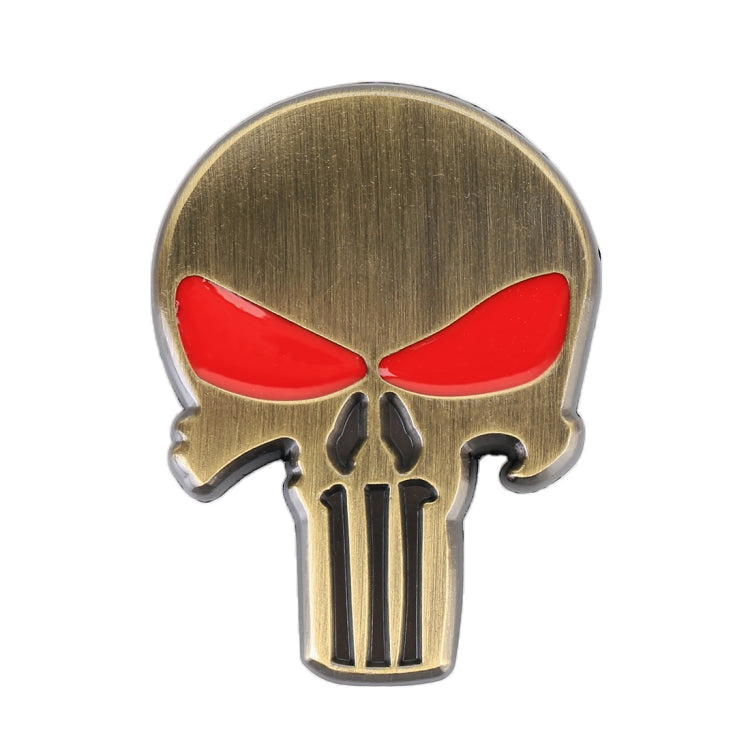 Gold Skull with Red Eyes Metal Car Sticker - 3D Metal Sticker by buy2fix | Online Shopping UK | buy2fix