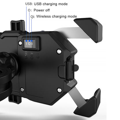 2 in 1 Motorcycle Wireless Charger + QC 3.0 USB Fast Charging Phone Holder - Holder by buy2fix | Online Shopping UK | buy2fix