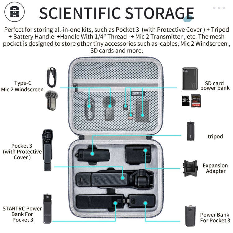 For DJI Osmo Pocket 3 STARTRC Portable PU Storage Box Carrying Case (Grey) -  by STARTRC | Online Shopping UK | buy2fix