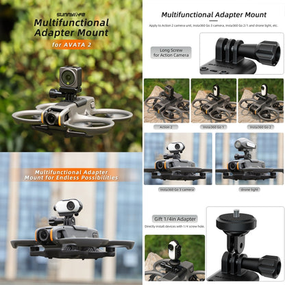 For DJI Avata 2 Sunnylife Action Camera Holder Mount Drone Light Bracket Lamp (Black) - Mount & Holder by Sunnylife | Online Shopping UK | buy2fix