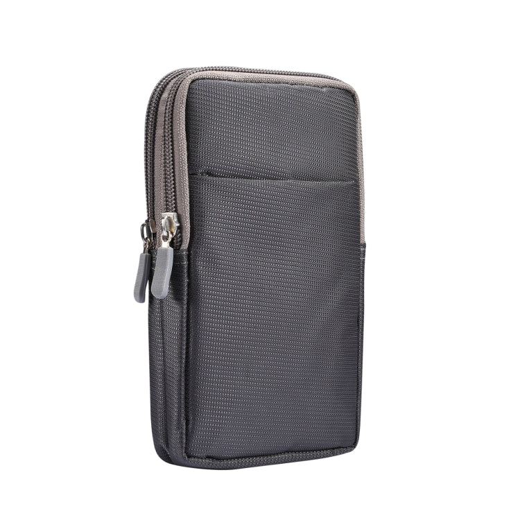 Sports Leisure Drawstring  Horizontal Plate Hanging Waist Phone Waist Pack Leather Case, Suitable for 6.7-6.9 inch Smartphones(Dark Gray) - Universal Leather Case by buy2fix | Online Shopping UK | buy2fix