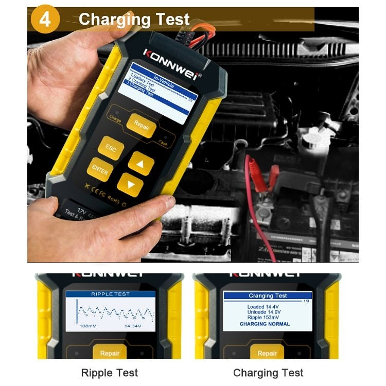 KONNWEI KW510 3 in 1 Car Battery Tester / Charger / Repairer, Support 8 Languages(US Plug) - Code Readers & Scan Tools by KONNWEI | Online Shopping UK | buy2fix