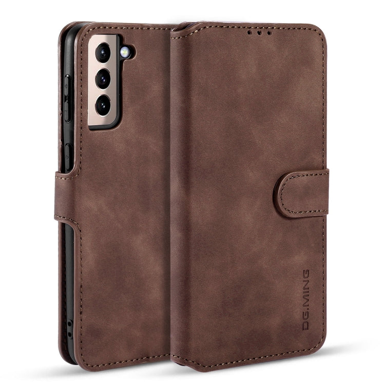 For Samsung Galaxy S21+ 5G DG.MING Retro Oil Side Horizontal Flip Case with Holder & Card Slots & Wallet(Coffee) - Galaxy S21+ 5G Cases by DG.MING | Online Shopping UK | buy2fix