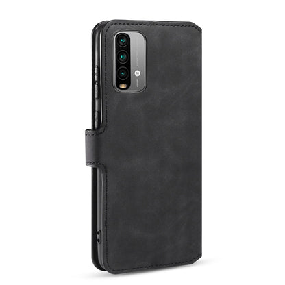 For Xiaomi Redmi Note 9 4G DG.MING Retro Oil Side Horizontal Flip Leather Case with Holder & Card Slots & Wallet(Black) - Xiaomi Cases by DG.MING | Online Shopping UK | buy2fix