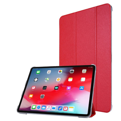 For iPad Air 13 2024 / iPad Pro 12.9 2022 / 2021 Silk Texture Three-fold Horizontal Flip Leather Tablet Case with Holder & Pen Slot(Red) - iPad Pro 12.9 (2022/2021) Cases by buy2fix | Online Shopping UK | buy2fix