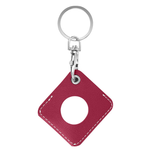 Square PU Leather Case Shockproof Anti-scratch Protective Cover with Keychain Ring Loop For AirTag(Rose Red) - Key Chain Series by MOMAX | Online Shopping UK | buy2fix