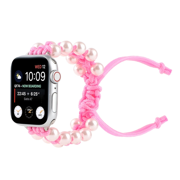 Umbrella Rope Bead Nylon Watch Band For Apple Watch Ultra 49mm&Watch Ultra 2 49mm / Series 9&8&7 45mm / SE 3&SE 2&6&SE&5&4 44mm / 3&2&1 42mm(Pink) - Watch Bands by buy2fix | Online Shopping UK | buy2fix