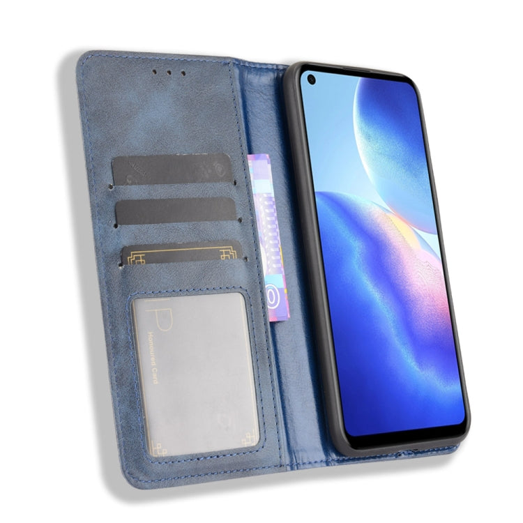 For Blackview A90 Magnetic Buckle Retro Crazy Horse Texture Horizontal Flip Leather Case with Holder & Card Slots & Photo Frame(Blue) - More Brand by buy2fix | Online Shopping UK | buy2fix