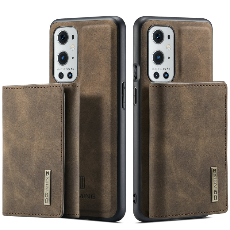 For OnePlus 9 Pro DG.MING M1 Series 3-Fold Multi Card Wallet  Back Cover Shockproof Case with Holder Function(Coffee) -  by DG.MING | Online Shopping UK | buy2fix