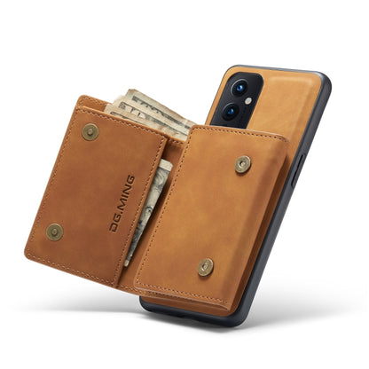 For OnePlus 9 (EU/NA) DG.MING M1 Series 3-Fold Multi Card Wallet  Back Cover Shockproof Case with Holder Function(Brown) -  by DG.MING | Online Shopping UK | buy2fix