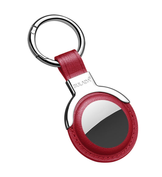 SULADA Leather Protective Cover Case with Switchable Keychain Ring For AirTag(Red) - Key Chain Series by SULADA | Online Shopping UK | buy2fix