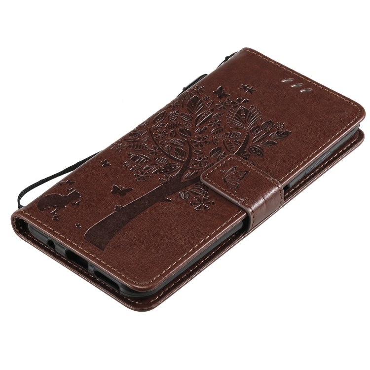 For Nokia G20 Tree & Cat Pattern Pressed Printing Horizontal Flip PU Leather Case with Holder & Card Slots & Wallet & Lanyard(Coffee) - Nokia Cases by buy2fix | Online Shopping UK | buy2fix