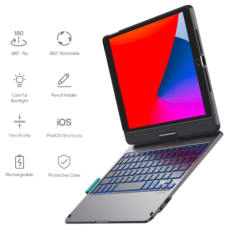 WIWU Waltz Colorful Backlit Rotating Bluetooth Keyboard Leather Tablet Case with Stand & Pen Slot & Touchpad For iPad Air 2020 10.9 / Pro 11 inch(Black) - Universal by WIWU | Online Shopping UK | buy2fix
