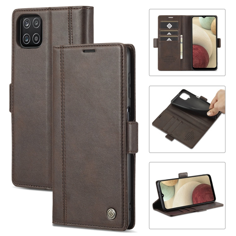 For Samsung Galaxy A22 5G LC.IMEEKE Magnetic Buckle PU + TPU Horizontal Flip Leather Case with Holder & Card Slots & Wallet(Coffee) - Galaxy Phone Cases by LC.IMEEKE | Online Shopping UK | buy2fix