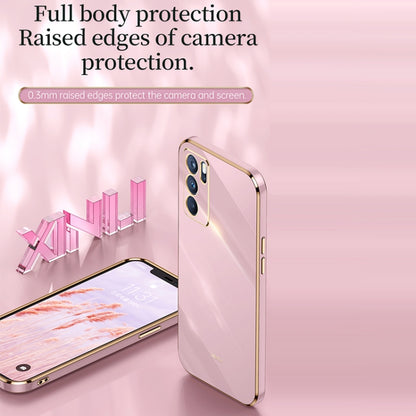 For OPPO Reno6 5G XINLI Straight 6D Plating Gold Edge TPU Shockproof Case(Pink) - OPPO Cases by XINLI | Online Shopping UK | buy2fix