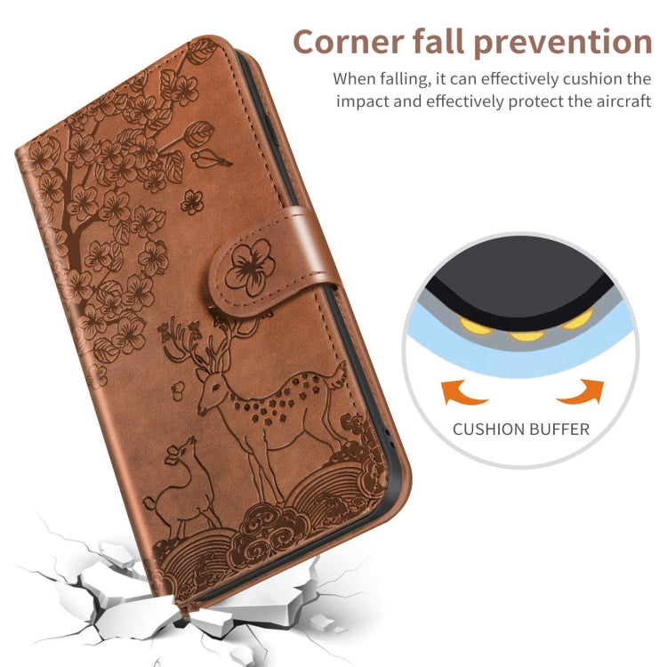 For Google Pixel 4a Sika Deer Embossing Pattern Horizontal Flip PU Leather Case with Holder & Card Slot & Wallet & Photo Frame(Brown) - Google Cases by buy2fix | Online Shopping UK | buy2fix