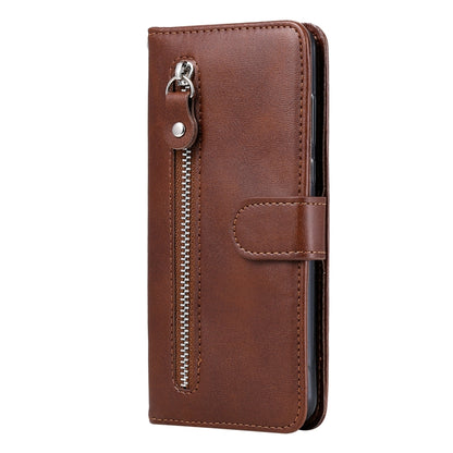 For OPPO Realme 8 5G / Realme V13 5G Fashion Calf Texture Zipper Horizontal Flip Leather Case with Stand & Card Slots & Wallet Function(Brown) - Realme Cases by buy2fix | Online Shopping UK | buy2fix