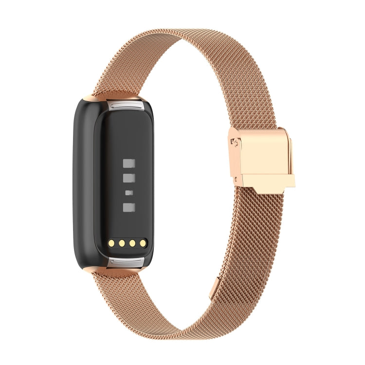 For Fitbit Luxe Clip-on Metal Watch Band(Rose Gold) - Watch Bands by buy2fix | Online Shopping UK | buy2fix