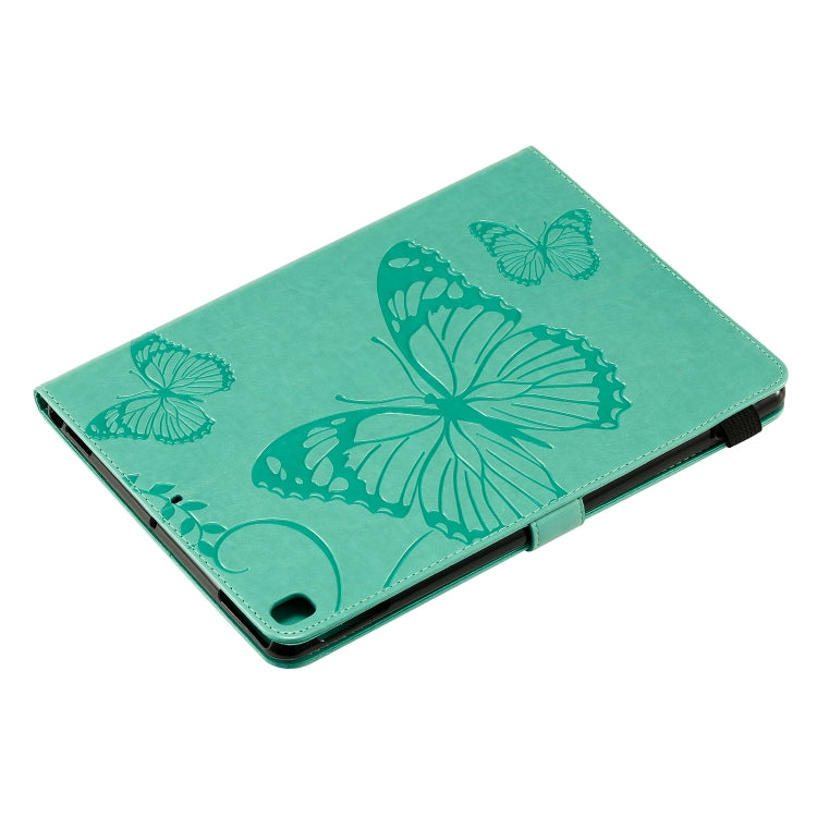 For iPad 10.2 / Pro 10.5 / Air  2019 Pressed Printing Butterfly Pattern Horizontal Flip PU Leather Case with Holder & Card Slots & Wallet & Pen Slot(Green) - iPad Air (2019) Cases by buy2fix | Online Shopping UK | buy2fix