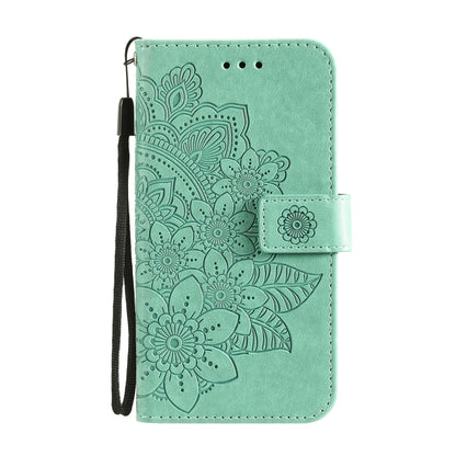 For Google Pixel 6 7-petal Flowers Embossing Pattern Horizontal Flip PU Leather Case with Holder & Card Slots & Wallet & Photo Frame(Green) - Google Cases by buy2fix | Online Shopping UK | buy2fix