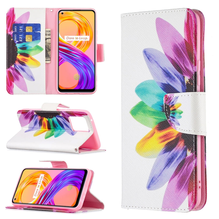 For OPPO Realme 8 / Realme 8 Pro Colored Drawing Pattern Horizontal Flip Leather Case with Holder & Card Slots & Wallet(Sun Flower) - Realme Cases by buy2fix | Online Shopping UK | buy2fix