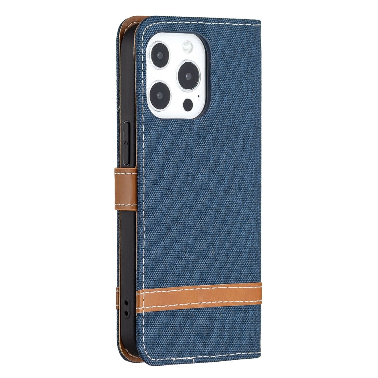 For iPhone 13 Pro Color Matching Denim Texture Horizontal Flip Leather Case with Holder & Card Slots & Wallet & Lanyard (Dark Blue) - iPhone 13 Pro Cases by buy2fix | Online Shopping UK | buy2fix