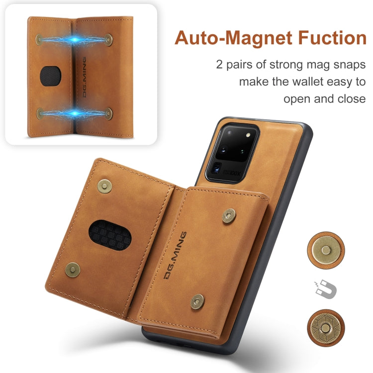 For Samsung Galaxy S20 Ultra DG.MING M2 Series 3-Fold Multi Card Bag Back Cover Shockproof Case with Wallet & Holder Function(Brown) - Galaxy Phone Cases by DG.MING | Online Shopping UK | buy2fix