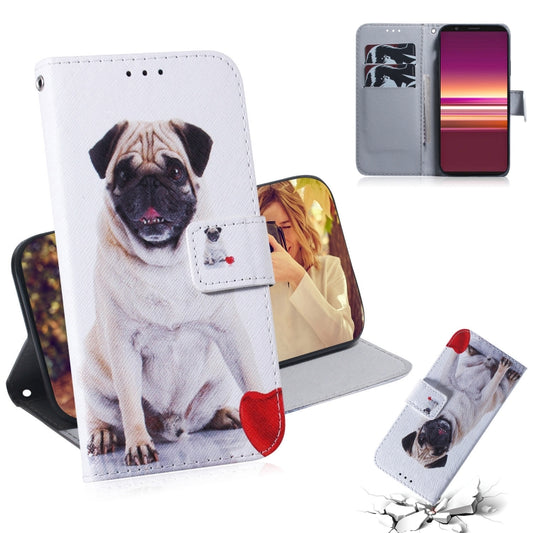 For Sony Xperia 5 Coloured Drawing Pattern Horizontal Flip PU Leather Case with Holder & Card Slots & Wallet(Pug) - Sony Cases by buy2fix | Online Shopping UK | buy2fix