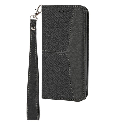 For Samsung Galaxy S21 5G Woven Texture Stitching Magnetic Horizontal Flip PU Leather Case with Holder & Card Slots & Wallet & Lanyard(Black) - Galaxy S21 5G Cases by buy2fix | Online Shopping UK | buy2fix
