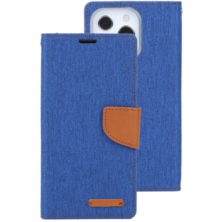 For iPhone 13 Pro GOOSPERY CANVAS DIARY Cross Texture Horizontal Flip Leather Case with Holder& Card Slots & Wallet (Blue) - iPhone 13 Pro Cases by GOOSPERY | Online Shopping UK | buy2fix