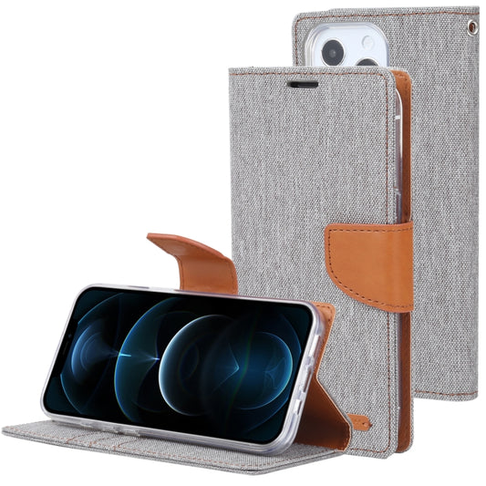 For iPhone 13 Pro GOOSPERY CANVAS DIARY Cross Texture Horizontal Flip Leather Case with Holder& Card Slots & Wallet (Grey) - iPhone 13 Pro Cases by GOOSPERY | Online Shopping UK | buy2fix