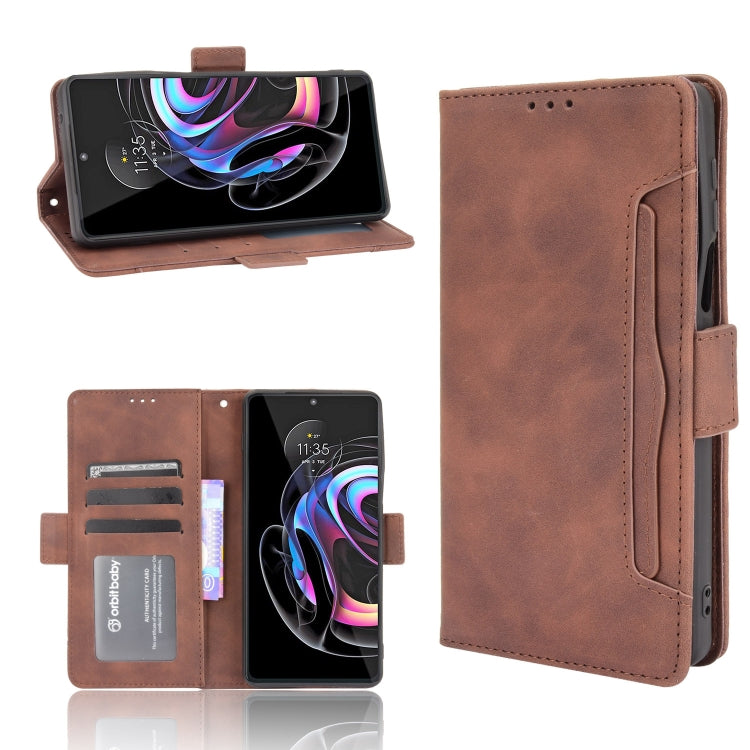 For Motorola Moto Edge 20 Pro/Edge S Pro Skin Feel Calf Pattern Horizontal Flip Leather Case with Holder & Card Slots & Photo Frame(Brown) - Motorola Cases by buy2fix | Online Shopping UK | buy2fix