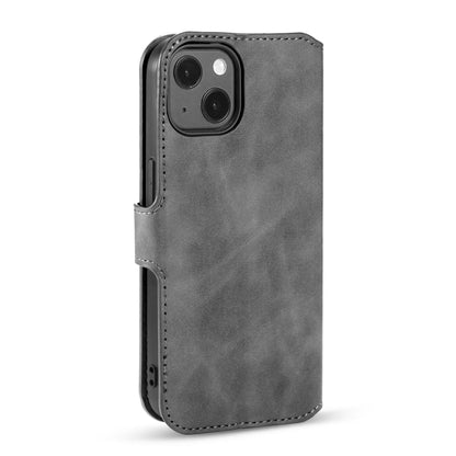 For iPhone 13 mini DG.MING Retro Oil Side Horizontal Flip Leather Case with Holder & Card Slots & Wallet (Grey) - iPhone 13 mini Cases by DG.MING | Online Shopping UK | buy2fix