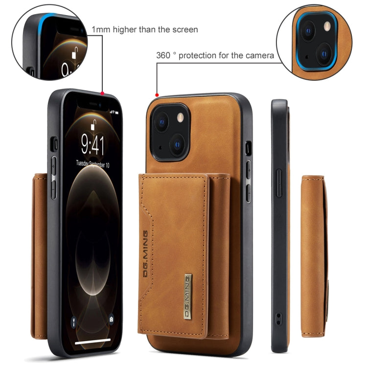 For iPhone 13 mini DG.MING M2 Series 3-Fold Card Bag Shockproof Case with Wallet & Holder Function (Brown) - iPhone 13 mini Cases by DG.MING | Online Shopping UK | buy2fix