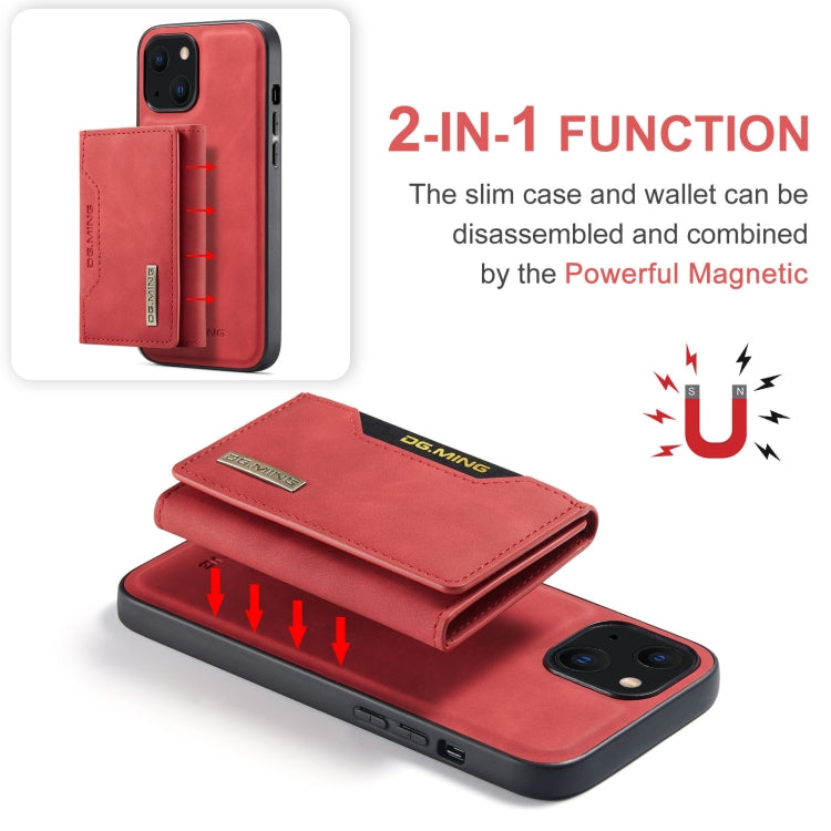 For iPhone 13 mini DG.MING M2 Series 3-Fold Card Bag Shockproof Case with Wallet & Holder Function (Red) - iPhone 13 mini Cases by DG.MING | Online Shopping UK | buy2fix