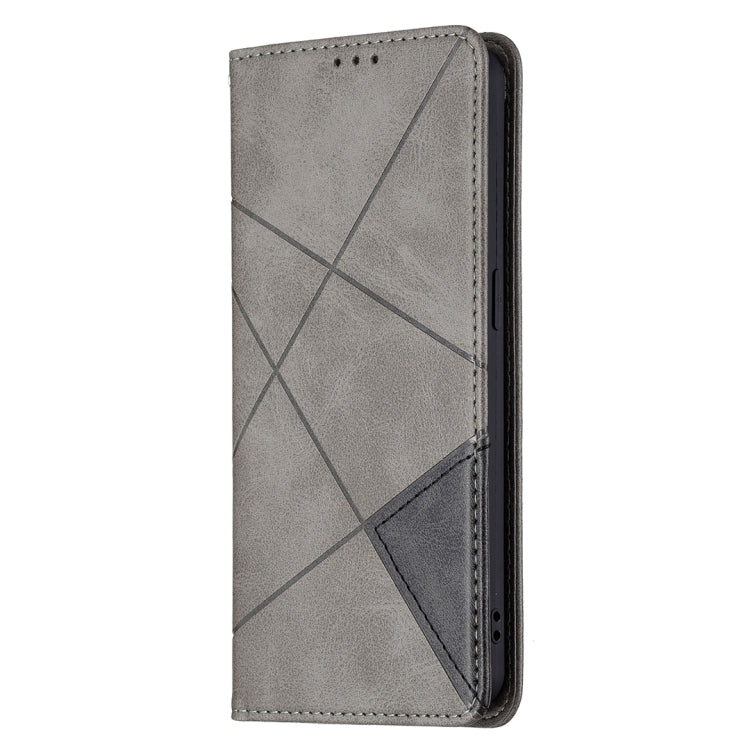 For OPPO Reno6 Rhombus Texture Horizontal Flip Magnetic Leather Case with Holder & Card Slots(Grey) - OPPO Cases by buy2fix | Online Shopping UK | buy2fix