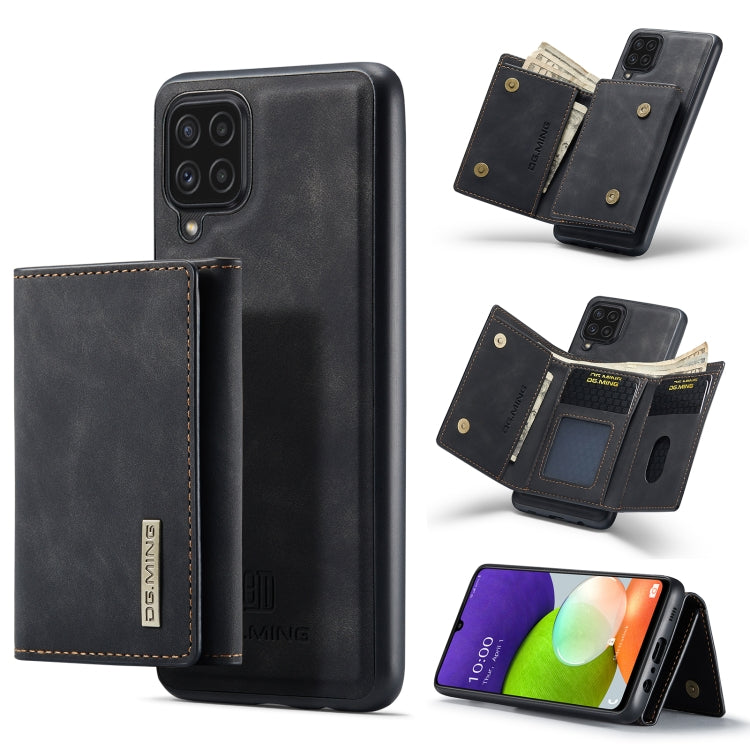 DG.MING M1 Series 3-Fold Multi Card Wallet  Back Cover Shockproof Case with Holder Function For Samsung Galaxy A22 4G(Black) - Galaxy Phone Cases by DG.MING | Online Shopping UK | buy2fix