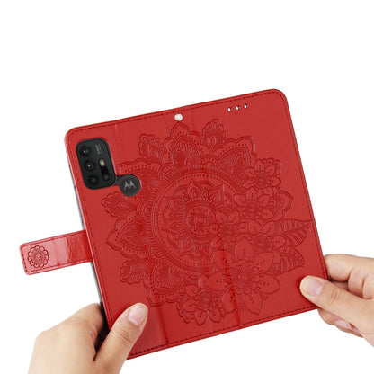 7-petal Flowers Embossing Pattern Horizontal Flip PU Leather Case with Holder & Card Slots & Wallet & Photo Frame For Motorola Moto G30 / G10 / G10 Power / G20(Red) - Motorola Cases by buy2fix | Online Shopping UK | buy2fix