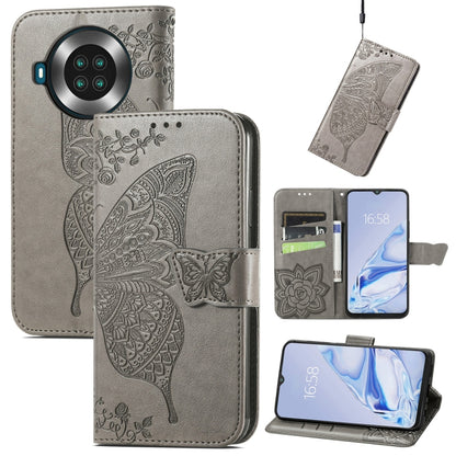 Butterfly Love Flowers Embossed Horizontal Flip Leather Case with Holder & Card Slots & Wallet & Lanyard For CUBOT Note 20(Gray) - More Brand by buy2fix | Online Shopping UK | buy2fix