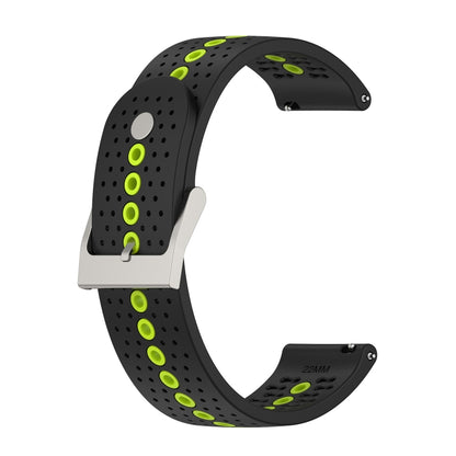 22mm Universal Colorful Hole Silicone Watch Band(Black Lime Green) - Watch Bands by buy2fix | Online Shopping UK | buy2fix