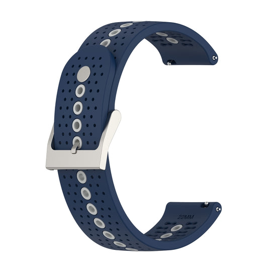 22mm Universal Colorful Hole Silicone Watch Band(Midnight Blue Grey) - Watch Bands by buy2fix | Online Shopping UK | buy2fix