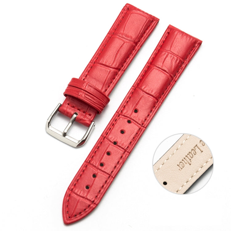 20mm Two-layer Cowhide Leather Bamboo Joint Texture Watch Band(Red) - Watch Bands by buy2fix | Online Shopping UK | buy2fix