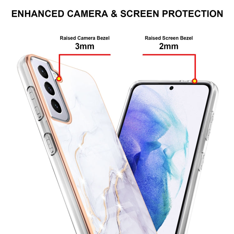 For Samsung Galaxy S21 5G Electroplating Marble Pattern Dual-side IMD TPU Shockproof Case(White 006) - Galaxy S21 5G Cases by buy2fix | Online Shopping UK | buy2fix
