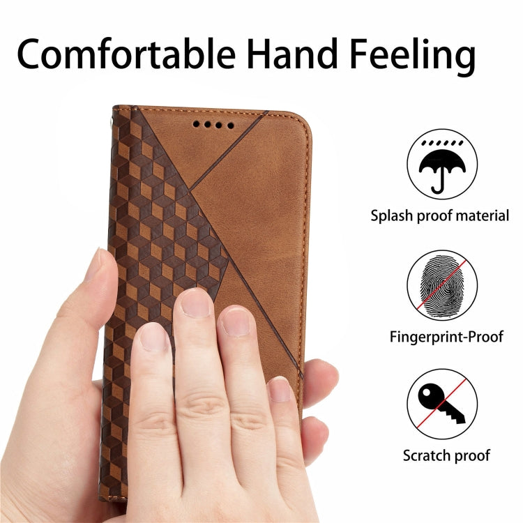 For Xiaomi Mi 10T Lite 5G Diamond Pattern Splicing Skin Feel Magnetic Horizontal Flip Leather Case with Card Slots & Holder & Wallet(Brown) - Xiaomi Cases by buy2fix | Online Shopping UK | buy2fix