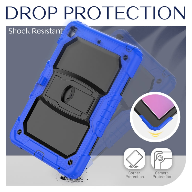 For iPad 10.2 2021 / 2020 / 2019 Shockproof Colorful Silica Gel + PC Protective Case with Holder & Shoulder Strap(Dark Blue) - iPad 10.2 Cases by buy2fix | Online Shopping UK | buy2fix