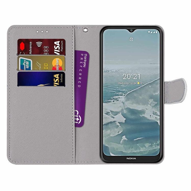 For Nokia G20 / G10 / 6.3 Coloured Drawing Cross Texture Horizontal Flip PU Leather Case with Holder & Card Slots & Wallet & Lanyard(Blue Red Butterfly) - Nokia Cases by buy2fix | Online Shopping UK | buy2fix