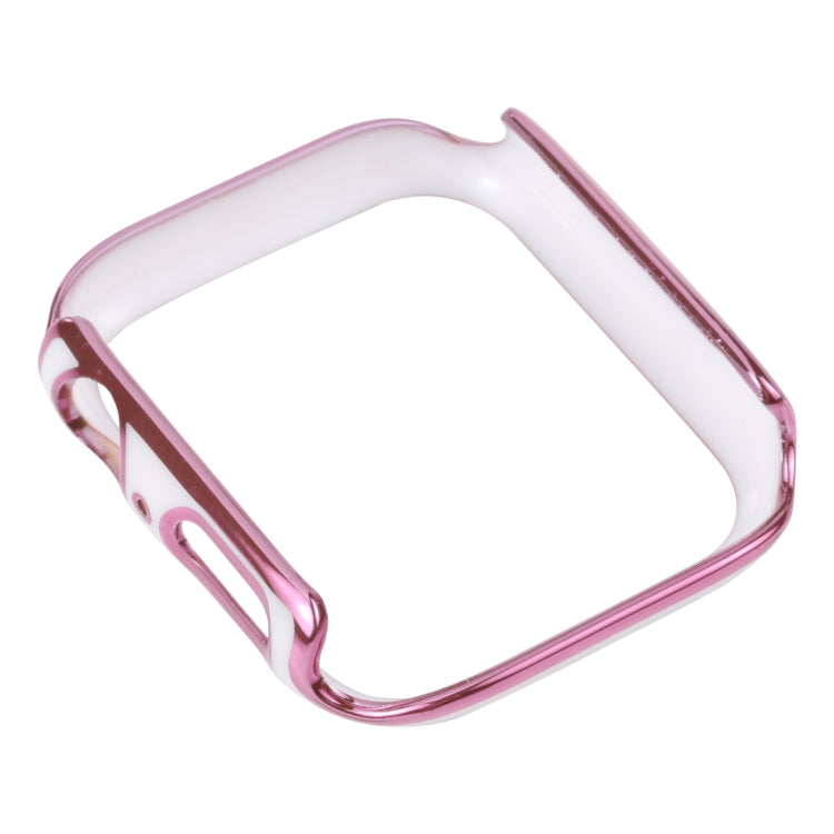 Dual-color Electroplating PC Protective Watch Case For Apple Watch Series 3 & 2 & 1 38mm(Pink Edge + White Base) - Watch Cases by buy2fix | Online Shopping UK | buy2fix