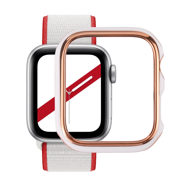 Dual-color Electroplating PC Protective Watch Case For Apple Watch Series 3 & 2 & 1 38mm(Rose Gold Edge + White Background) - Watch Cases by buy2fix | Online Shopping UK | buy2fix