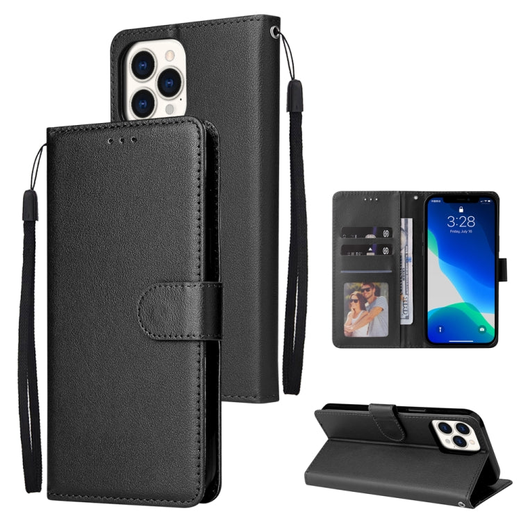 For iPhone 13 Pro Multifunctional Horizontal Flip Leather Case, with Three Card Slot & Holder & Photo Frame & Lanyard (Black) - iPhone 13 Pro Cases by buy2fix | Online Shopping UK | buy2fix